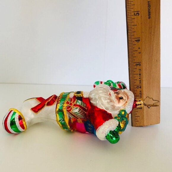 Christipher Radko Glass Ornament Heart Disease Awareness Santa Stocking Presents - Picture 7 of 7